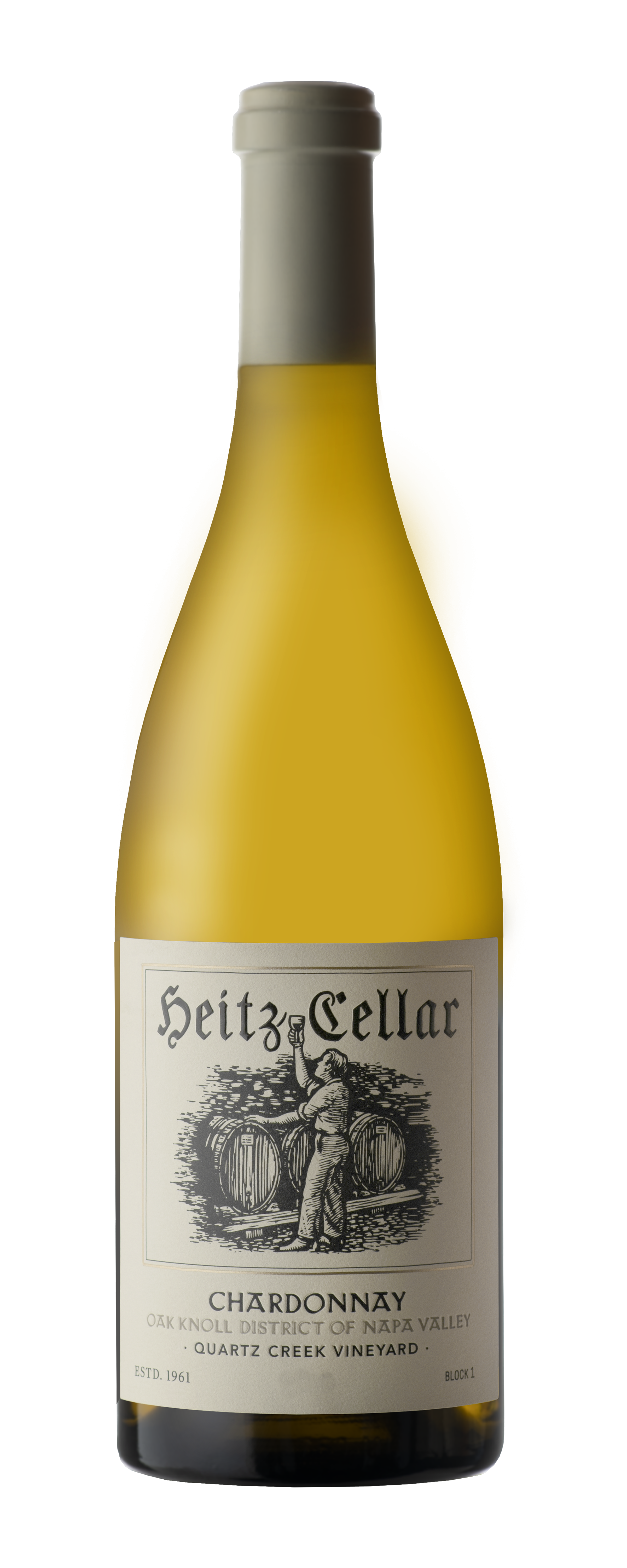 Bottle of Heitz Cellar Quartz Creek Vineyard Oak Knoll Chardonnay