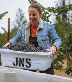 Winemaker Jaimee Motley works harvest 2021