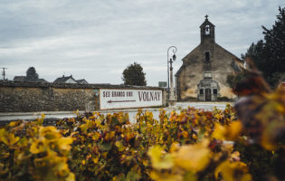 Volnay town with sign