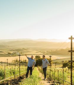 Etienne de Montille and Ryan in Sta Rita Hills vineyard