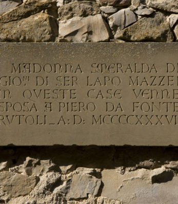 Inscription in stone at the Mazzei estate in Castello di Fonterutoli, established in the 15th century